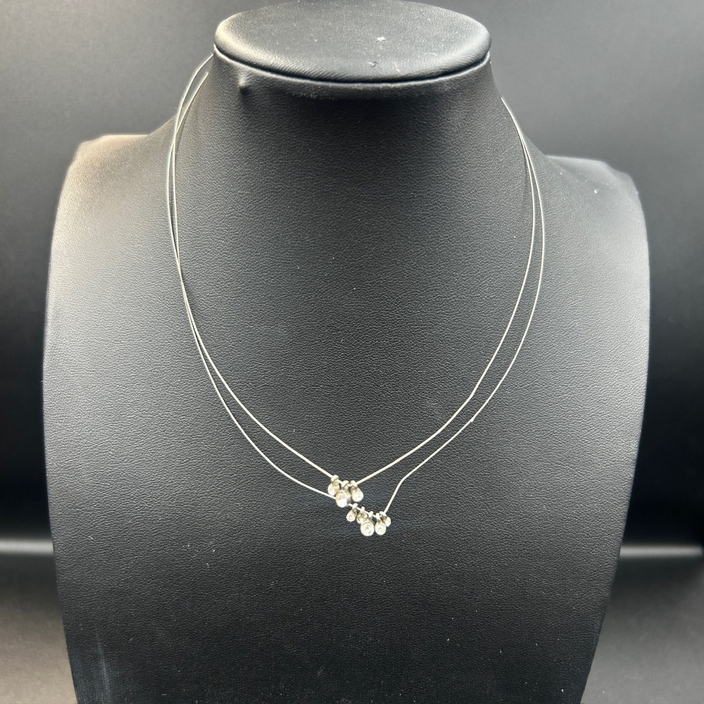 Vintage Floating Crystal Necklace Invisible Wire Double Strand Delicate Jewelry